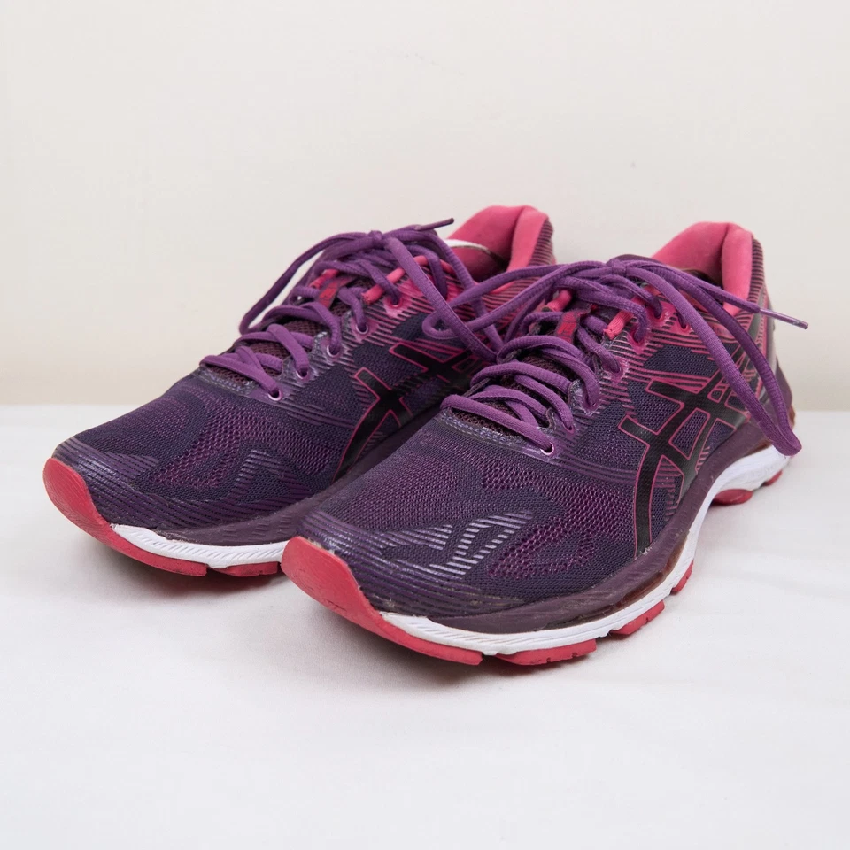 Asics Damen Lila Gel Nimbus 19 Schnürschuhe Gepolstert Laufschuhe UK7 EU40,5 - Bild 1 von 4
