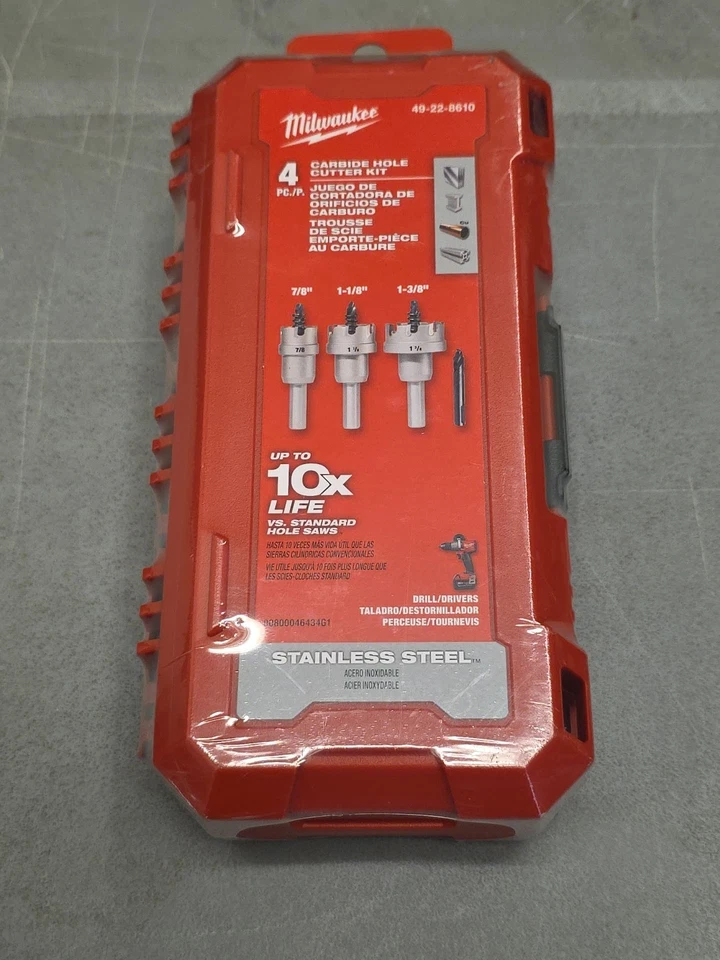 MILWAUKEE (49-22-8610) 4 Piece One-Piece Carbide Hole Cutter Set ( )