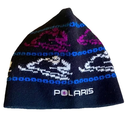 Gorro tejido Polaris vintage negro motos de nieve invierno sombrero bordado acrílico Foto 1 de 4