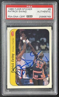 PATRICK EWING PSA AUTÉNTICO 1986-87 FLEER #6 PEGATINA NOVATO ADN AUTÓGRAFO AUTOMÁTICO RC 749 Foto 1 de 2