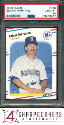 Fleer #378 1988 Edgar Martinez RC Mariners Hof PSA 10 Foto 1 de 2