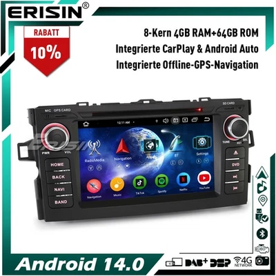 8-Kern 64GB CarPlay DVD Android 14 GPS Autoradio Navi DAB+ Wifi für Toyota AURIS - Bild 1 von 4