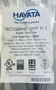 HAYVATA NO. TBC360XHD ROLLER BALL TIE NR. 316SS 450LB 14 ZOLL 100/BEUTEL - Bild 1 von 5