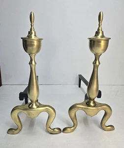 Federal Style Andirons Cast Iron and Brass Log Dogs Fireplace Decor. Vintage.  - Picture 1 of 10