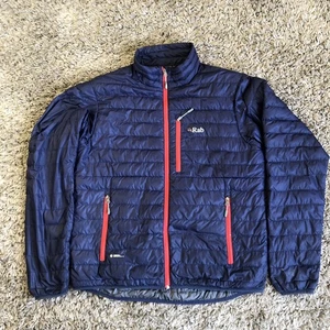 Rab Microlight Alpine Jacke Herren L dunkelblau Daunenfüllung Mantel Pertex. Kleines Loch - Bild 1 von 21