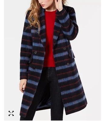 BCBGeneration light blue, navy, and red Striped Peacoat Medium - Image 1 of 4