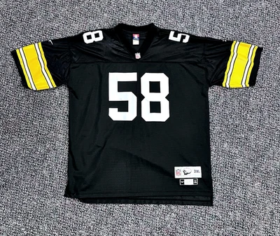 Parche de camiseta vintage de 1976 Jack Lambert Pittsburgh Steelers Reebok XXL #58 NFL Foto 1 de 4