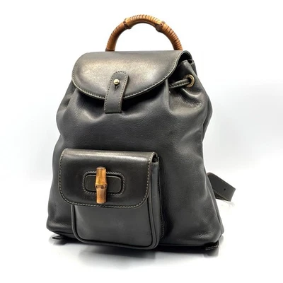 Mochila Gucci Cuero Bambú Negra Auténtica Foto 1 de 4