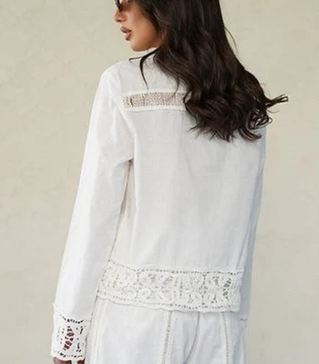 ZARA 2025 ECRU WHITE FLORAL LACE CUTWORK EMBROIDERED CROCHET COTTON SHIRT BLOUSE - Image 1 of 4