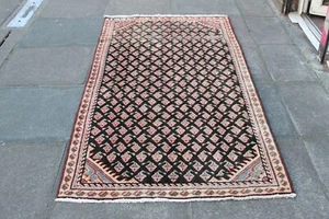 Vintage Worn Hand Made Traditional Oriental Wool Faded Pink Blue Rug 221x105cm - Picture 1 of 13