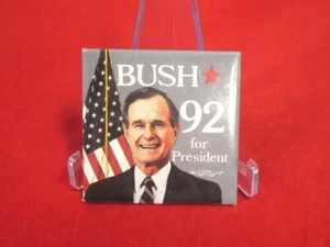 BUSH QUAYLE 1992 Presidential Election SQUARE BADGE Pinback 2" - Picture 1 of 1