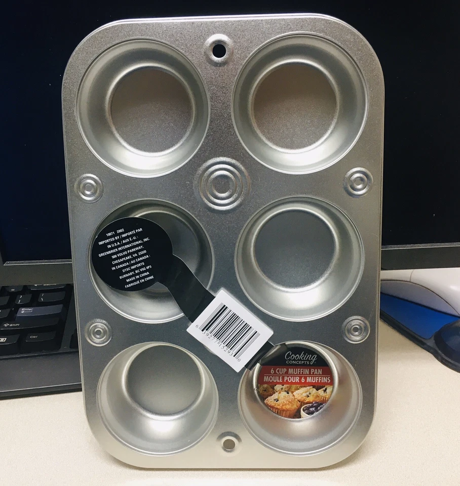 6 Cup Muffin Cooking Pan Heavyweight Steel Bakeware Baking Muffins & Cupcakes