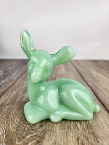 Jadeit grün Glas Rehkitz Figur - Bild 1 von 6