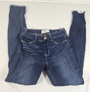 Abercrombie Kids Dark Wash Distressed Raw Hem Pull On Slim Jean Leggings 15/16 - Picture 1 of 9
