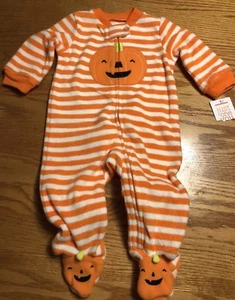 Halloween Costume Infant One Piece Zipper Pj Jack-O-Lantern 3 Months Super Soft - Picture 1 of 5