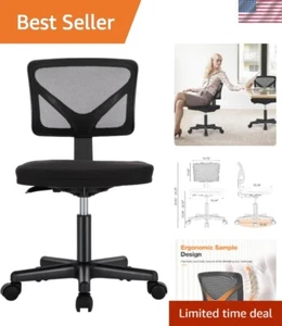 Comfortable Armless Rolling Desk Chair - Y-Shaped Backrest for Home & Office - Picture 1 of 9