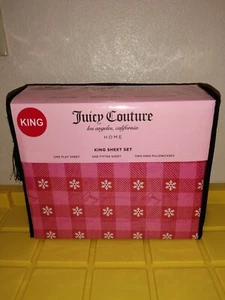 JUICY COUTURE KING SHEET SET JUICY COUTURE CHRISTMAS KING SIZE SHEET SET NEW - Picture 1 of 4