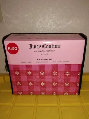 JUEGO DE SÁBANAS JUICY COUTURE KING JUICY COUTURE NAVIDAD JUEGO DE SÁBANAS TAMAÑO KING NUEVO Foto 1 de 4