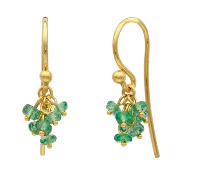 Pendientes colgantes GURHAN Boucle 24k/14K con racimo de esmeralda ~ NUEVOS SIN ETIQUETAS ~ $1075 al por menor Foto 1 de 4