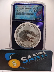 2014P AUSTRALIA SALT WATER CROCODILE 1 [ELIZABETH II] 1oz  MS-69 PURPLE LABEL - Picture 1 of 4