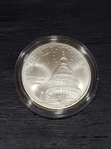 1994 US Capitol UNC Commemorative 90% Silver Dollar Cover