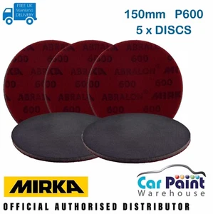 Mirka Abralon P600 5 x Disc 150mm 6" Abrasive Discs Hook & Loop H&L - Picture 1 of 5