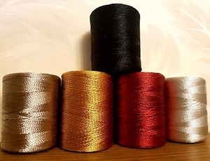 Large Silk Rayon Embroidery Machine Thread Strong Spools Solid basic Colors x 5 Large Silk Rayon Embroidery Machine Thread Strong Spools Solid basic Colors x 5