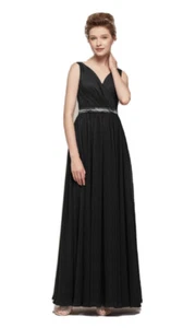 AW Bridal Gwyneth Dress 8 Black Bridesmaid Gown Pleated Chiffon Wedding NWT - Picture 1 of 10