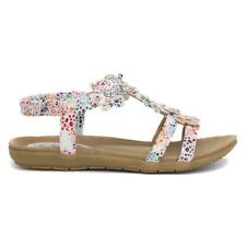 Lilley Womens Sandals Multi-Coloured Adults Ladies Flat White Floral Stella SIZE