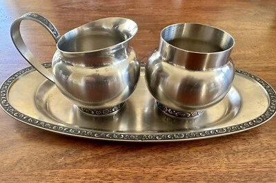 Набор сливочников и сахарниц Oneida из нержавеющей стали на заказ 18/8 с лотком - сделано в Японии - Изображение 1 из 4