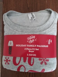 Boy's Holiday Style 2 Piece Holiday Pajama Set L (12-14) "Oh What Fun" - Picture 1 of 8