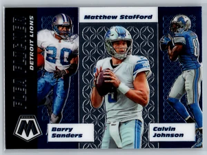 Barry Sanders/Matthew Stafford/Calvin Johnson 2020 Panini Mosaic Flea Flicker #7 - Picture 1 of 2
