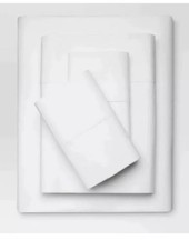 Threshold Organic Cotton Solid Sheet Set 300 Tc White Twin/Twin Xl New