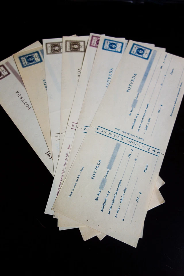 Croatia Mint Stamped Revenue Paper 1940s Rare Group - Image 1 of 1