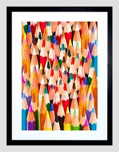 COLORFUL PENCILS ABSTRACT ARTIST COLOUR DRAWING FRAMED ART PRINT MOUNT B12X9344 - Bild 1 von 17