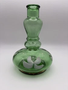 Vintage italienische smaragdgrüne Glas handbemalte Genie/Hooka Flasche - Bild 1 von 9