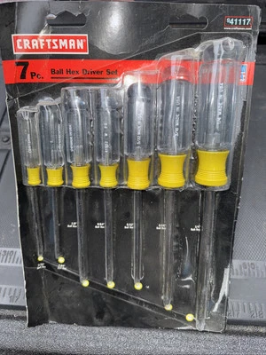 VERY RARE SEARS CRAFTSMAN USA NOS 7pc Ball End Hex Driver Set 41117 Pratt Read  - Image 1 of 4