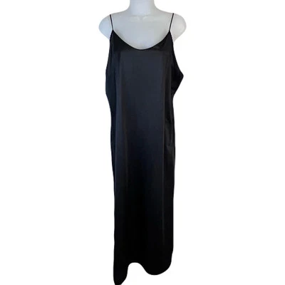 Винтажное женское платье-слип Vanity Fair размер 40 черное атласное бесшовное классическое - Изображение 1 из 4