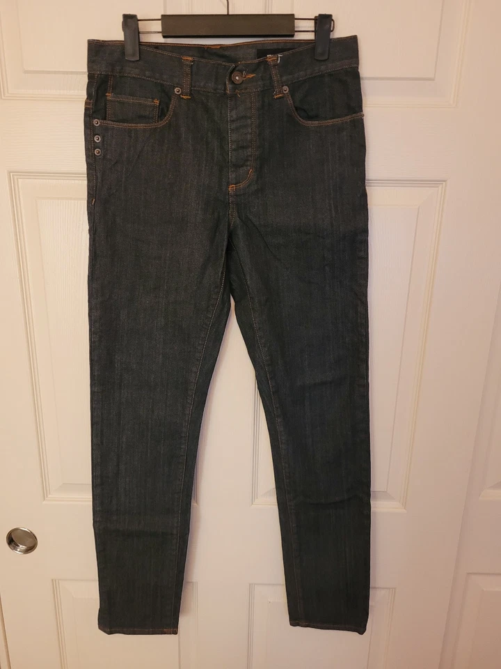 Pantalones de mezclilla KR3W extra ajustados elásticos botones azul mosca para hombre 30x31 Foto 1 de 4