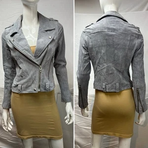 Blank NYC Women’s Small Gray Suede Moto Jacket Anthropologie - Picture 1 of 8