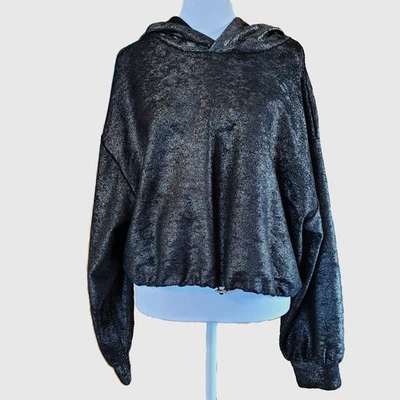 Moletom com capuz Anthropologie Pilcro preto folha metálico feminino tamanho M - Imagem 1 de 4