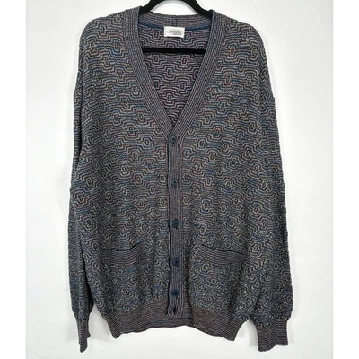 Missoni Sport Multicolor Geometric Wool Blend Grandpa Cardigan Size 56 Eclectic - Image 1 of 4