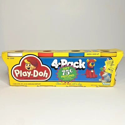 Vintage 1987 Play-Doh 4 Pack Kenner RARE, NEW IN BOX - White, Red, Blue, Yellow - Image 1 of 4