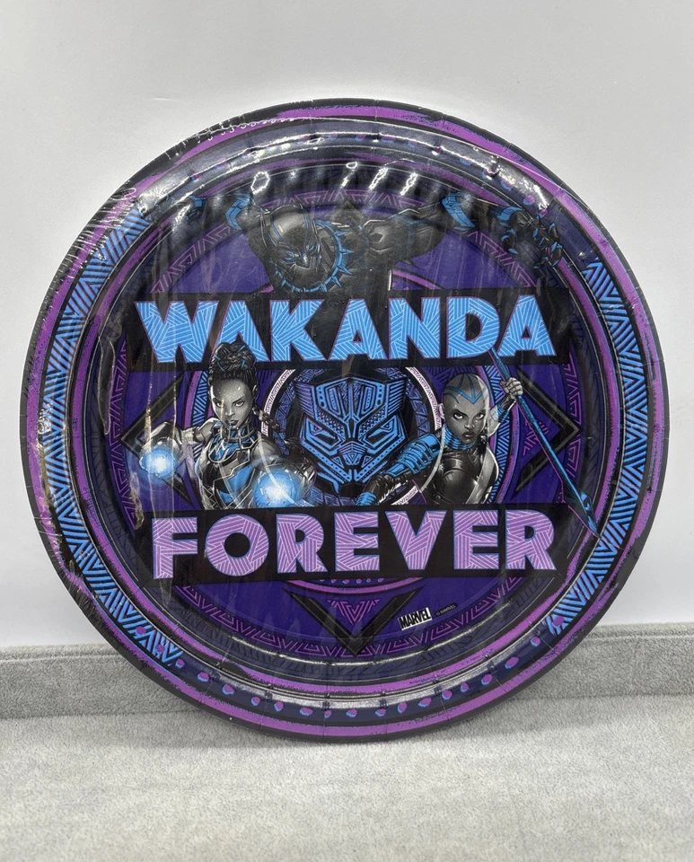 8 Black Panther Wakanda Forever Marvel Kids Birthday Party 9" Dinner Plates - Image 1 of 4