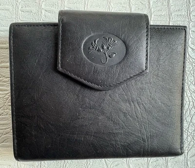 Cartera de Colección Buxton Mujer Top Grano Cuero de Vaca Negro Bloqueo de Beso Bolsillo para Monedas Foto 1 de 4