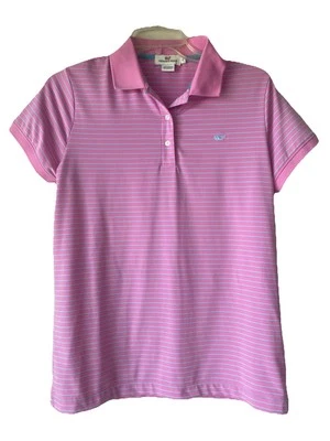 Camisa polo para mujer Vineyard Vines talla S rosa azul a rayas logotipo de ballena para mujer golf Foto 1 de 4