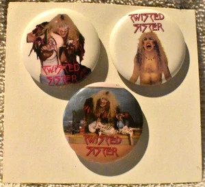 TWISTED SISTER -ORIGINAL PINBACK BUTTONS - LOT OF 3 - 1 INCH - 1980s -NEVER USED - Picture 1 of 1