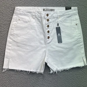 Tractr Denim Shorts Women’s White High Rise Shorts 5 Button Front Slim 14/32 - Picture 1 of 9