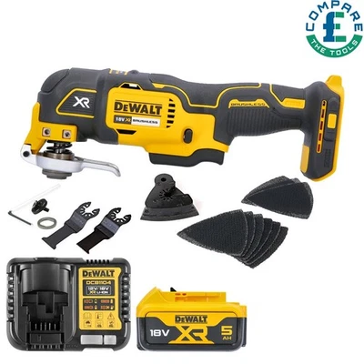 Dewalt DCS355N 18V Brushless MultiTool With Acc. + 1 x 5Ah Battery & Charger - Image 1 of 4