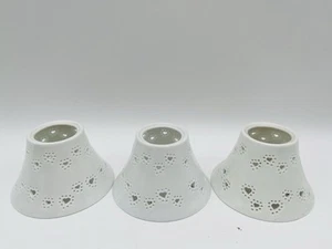 Yankee Candle White Ceramic Heart Pattern Shade Topper Hearts x3 Small Shades - Picture 1 of 4